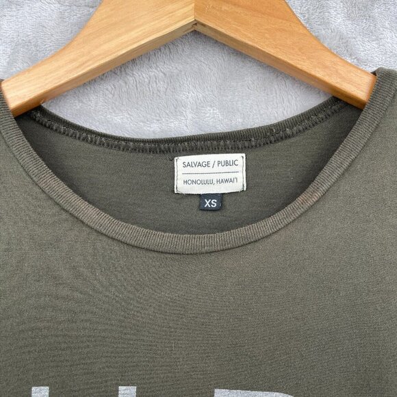 Salvage Public Surf HNL Hawaii Army Green Organic Cotton Graphic Tee - Picture 3 of 8